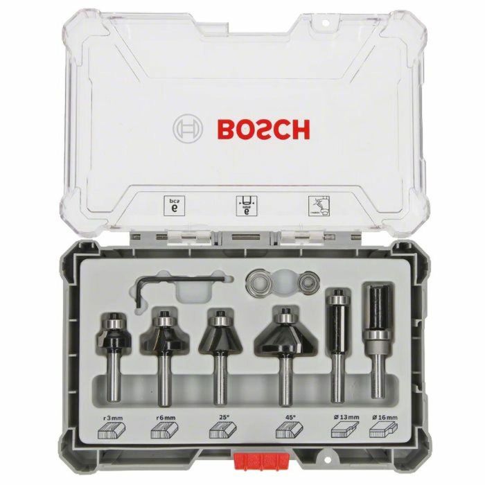 Bosch Professional 2607017468 Caja de 6 Fresas de Afeitar, Chaflanar y Redondear con Vástago de 6 mm 2 Bosch Professional 2607017468 Caja de 6 Fresas de Afeitar, Chaflanar y Redondear con Vástago de 6 mm 2