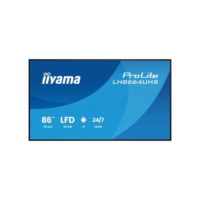 Iiyama Lh8664Uhs-B3Ag Pantalla de Señalización Pantalla Plana para Señalización Digital 2,17 M (85.6") Wifi 450 Cd / M² 4K Ultra Hd Negro Procesador Incorporado Android 24/7 1 Iiyama Lh8664Uhs-B3Ag Pantalla de Señalización Pantalla Plana para Señalización Digital 2,17 M (85.6") Wifi 450 Cd / M² 4K Ultra Hd Negro Procesador Incorporado Android 24/7 1