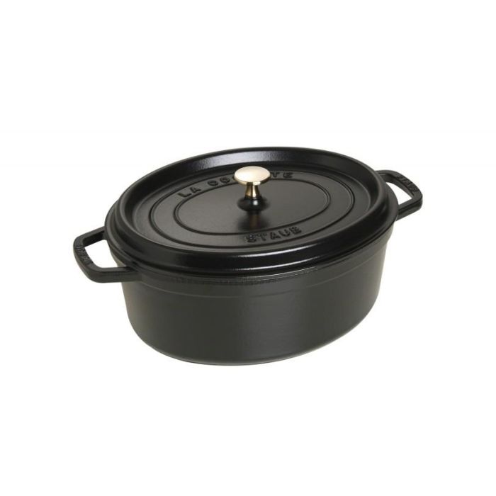Staub La Cocotte Redonda 29cm, Olla de Hierro Fundido con Tapa, 4.2 L, Color Negro, Asas, Fondo 4cm