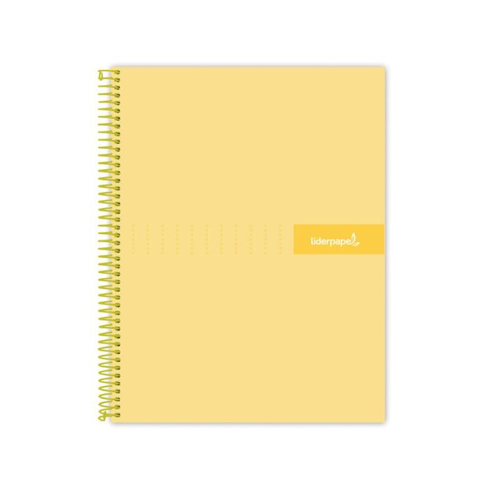 Cuaderno Espiral Liderpapel A5 Micro Crafty Tapa Forrada 120H 90 gr Cuadro 5 mm 5 Bandas6 Taladros Color Amarillo 1