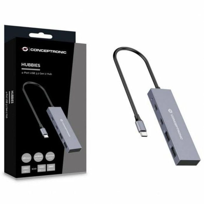 CONCEPTRONIC HUB 3.2 HUBBIES13G 2 PUERTOS USB 3.2 USB-C 2 PUERTOS USB-A CARCASA DE ALUMINIO 4 CONCEPTRONIC HUB 3.2 HUBBIES13G 2 PUERTOS USB 3.2 USB-C 2 PUERTOS USB-A CARCASA DE ALUMINIO 4