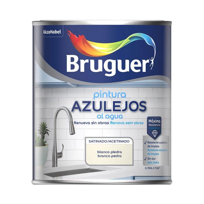 Pintura azulejos al agua blanco piedra satinado 750 ml