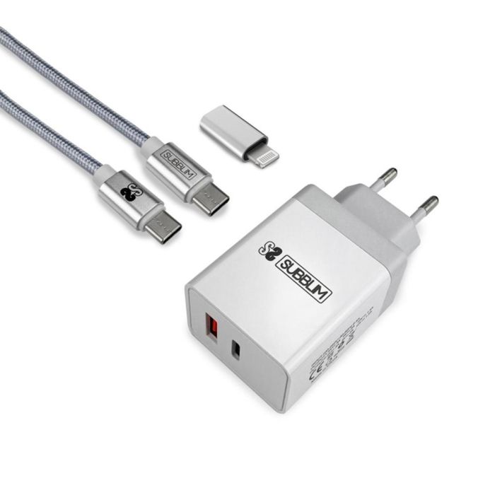 SUBBLIM Cargador Smart charger PD25W+QC3.0+C to C/Lightning cable W
