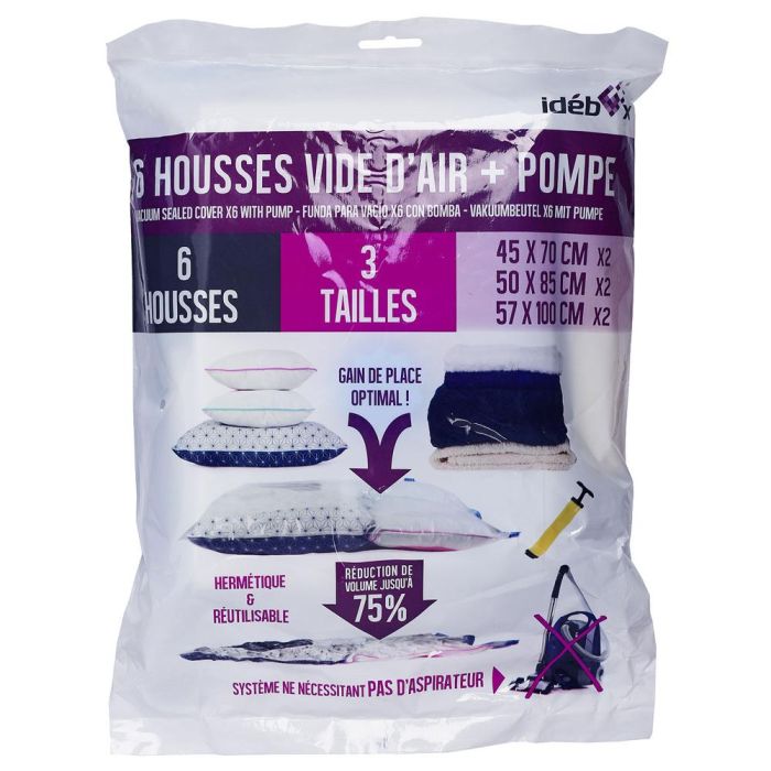 Idebox Juego de 6 Bolsas de Vacío con Bomba para Almacenamiento Inteligente 0 Idebox Juego de 6 Bolsas de Vacío con Bomba para Almacenamiento Inteligente 0