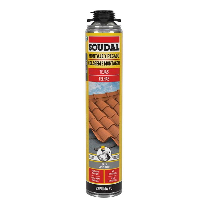 Soudal Espuma para teja pistola gris 750 ml - Espuma de poliuretano para pegado rápido de tejas 0 Soudal Espuma para teja pistola gris 750 ml - Espuma de poliuretano para pegado rápido de tejas 0