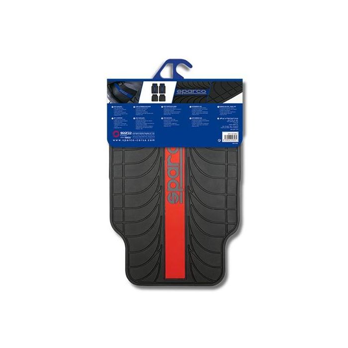 Set de Alfombrillas para Coche Sparco SPC1913RS Universal Negro/Rojo (4 pcs) 2