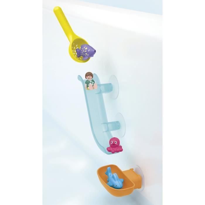 Playmobil Junior Set de Juego Acuático para Baño: Pesca con Animales Marinos, Tobogán, Pulpo, Tiburón, Pez Globo. Edad +1 Año 4