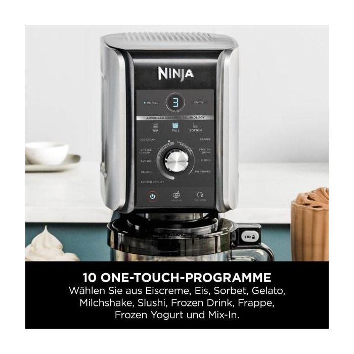 Ninja NC501EU Creami Deluxe Máquina de Helados y Batidos 2.1L con 3 Recipientes, Preparación de Sorbete, Negro/Plata 19 Ninja NC501EU Creami Deluxe Máquina de Helados y Batidos 2.1L con 3 Recipientes, Preparación de Sorbete, Negro/Plata 19