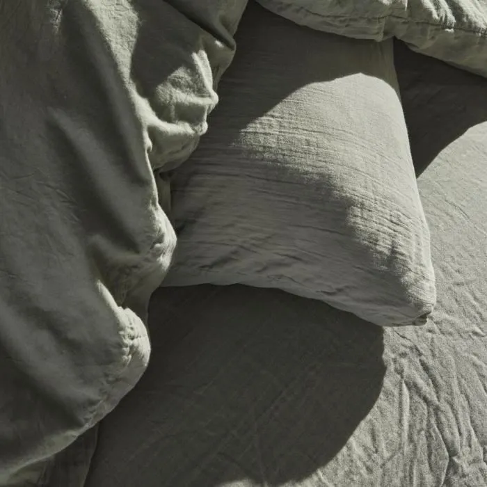 Today Juego de Cama 123329 para 2 Personas - 260x240cm - Gasa de Algodón Lisa - Salvia 1