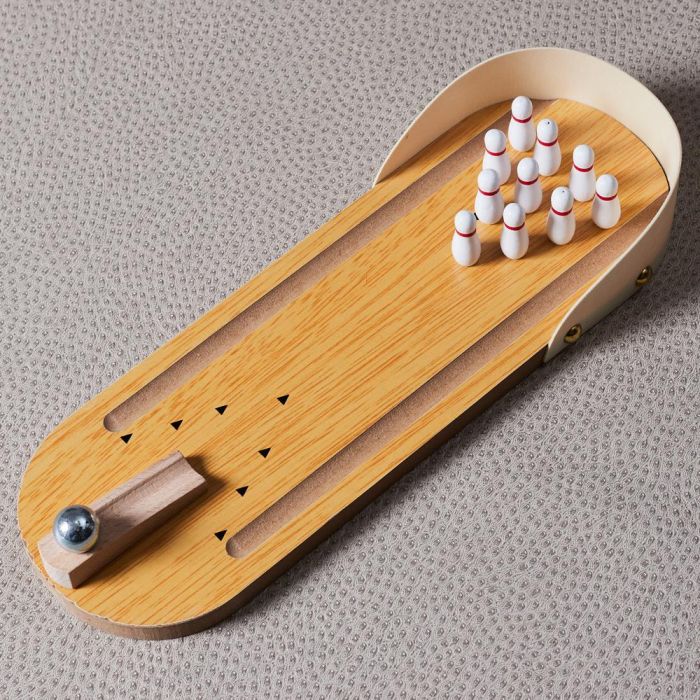 Mister Gadget Juego Bolos Escritorio Mini Madera Colección Vintage 10,5x30x4,5 cm 4