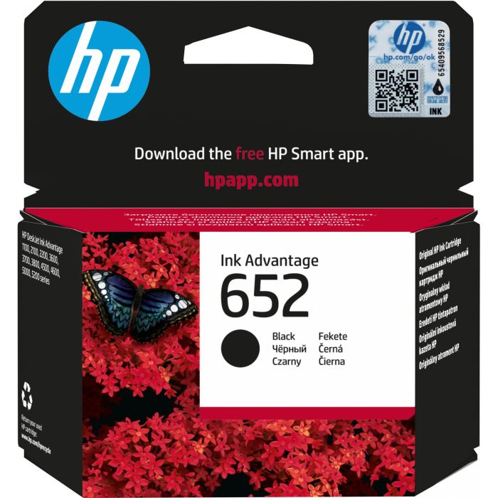 HP 652 Cartucho de Tinta Original Negro Ink Advantage, Diseñado para Resultados Confiables en Documentos Diarios y Fotos HP