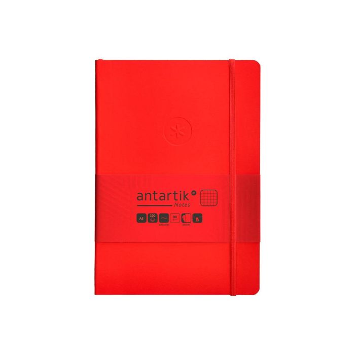 Cuaderno Con Gomilla Antartik Notes Tapa Blanda A5 Hojas Cuadricula Rojo 80 Hojas 80 gr Fsc 1