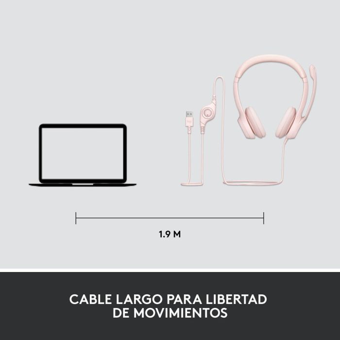 Logitech LOG5099206107298 Casco con Cable Estéreo con Micrófono USB-A - Rose 11