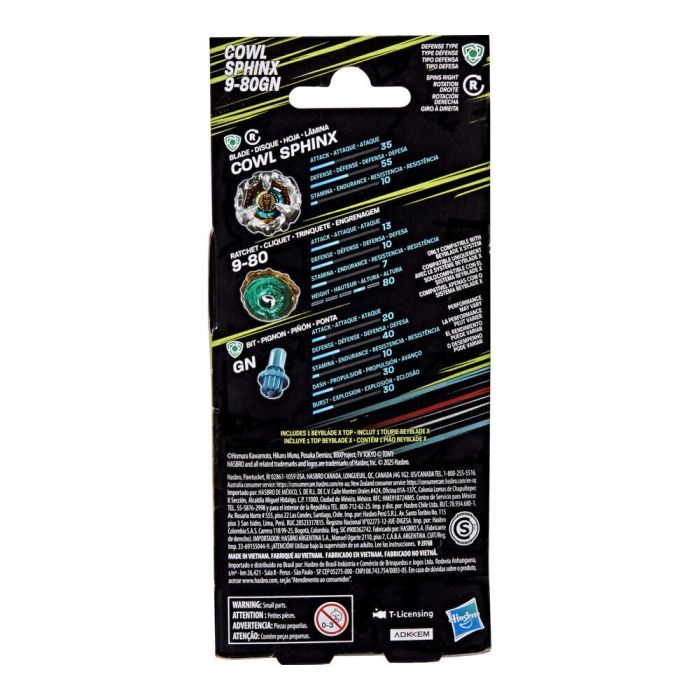 Juego Cowl Sphinx 9-80GN Beyblade X 6 Juego Cowl Sphinx 9-80GN Beyblade X 6