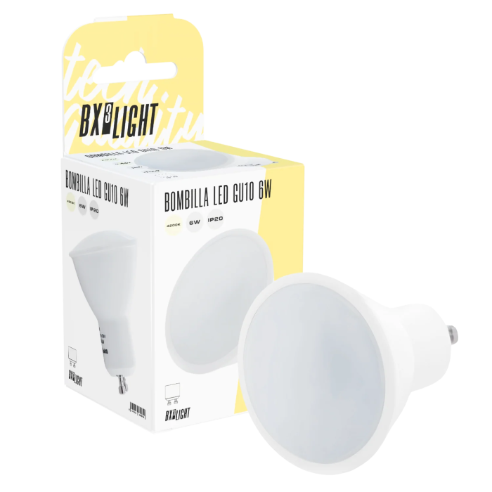 BX3 LIGHT Bombilla LED GU10 6W 500Lm 6000K 40000H, Reemplazo Halogena, BX3-GU10-SMD-6W-I-CW