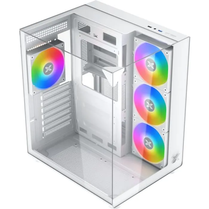 Xigmatek Caja PC Aqua Compact Arctic - Cubo ATX Blanco sin Fuente, 4 Ventiladores A-RGB 120 mm Incluidos