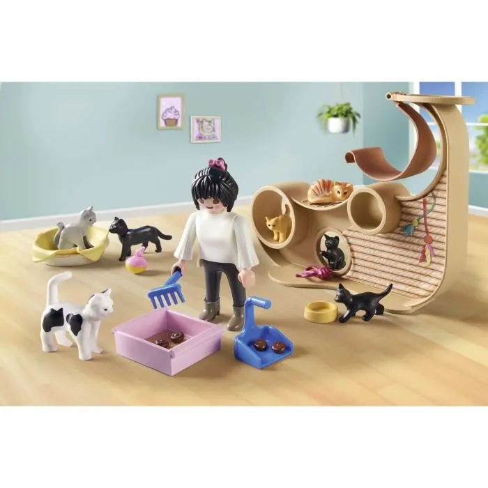 Playmobil Cafetería para Gatos 71744 con Muro de Escalada y Accesorios, Juego de Figuras para Niños +4 Años 2