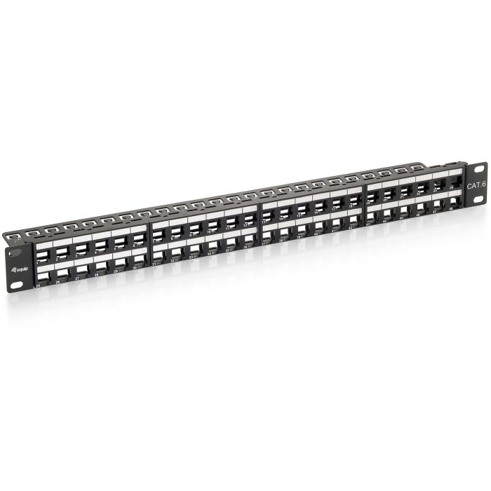 EQUIP Patchpanel Cat6 UTP 48 puertos 19" 1U Keystone Montaje Negro