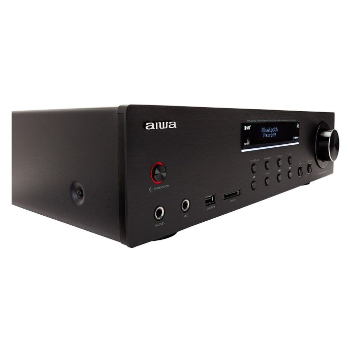 Aiwa AMR-200DAB Stereo Receiver 200W con Bluetooth, DAB+/FM Radio, USB, Pantalla - Negro