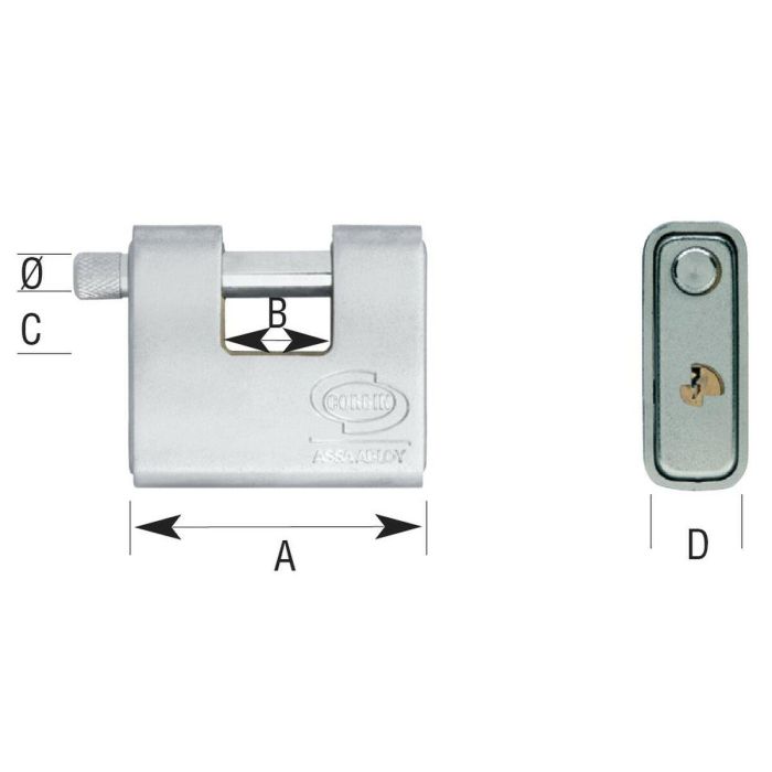 Candado de llave CORBIN Rectangular Latón Acero Blindado 2 Candado de llave CORBIN Rectangular Latón Acero Blindado 2