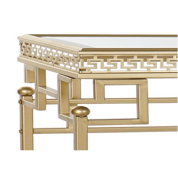 DKD Home Decor Mesa Centro Oriental de Metal y Espejo Dorado 44x85x48 cm 1