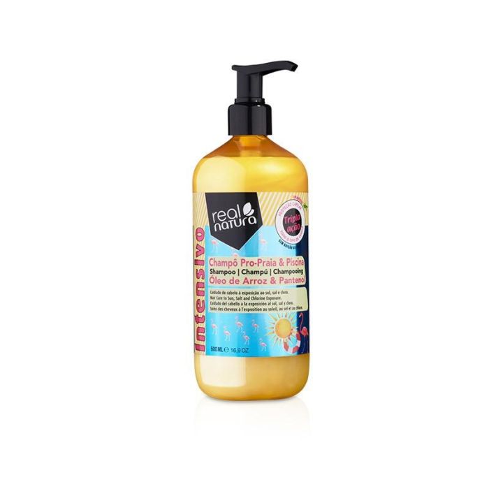 Real Natura Champú Sem Sal Pro-Mar y Piscina 500ml - Hidrata y protege el cabello del cloro y la sal Real Natura Champú Sem Sal Pro-Mar y Piscina 500ml - Hidrata y protege el cabello del cloro y la sal