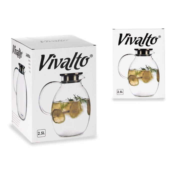 Jarra de Cristal Borosilicato Vivalto 2,5L - 15.5x22x20 cm (6 Unidades) 2 Jarra de Cristal Borosilicato Vivalto 2,5L - 15.5x22x20 cm (6 Unidades) 2