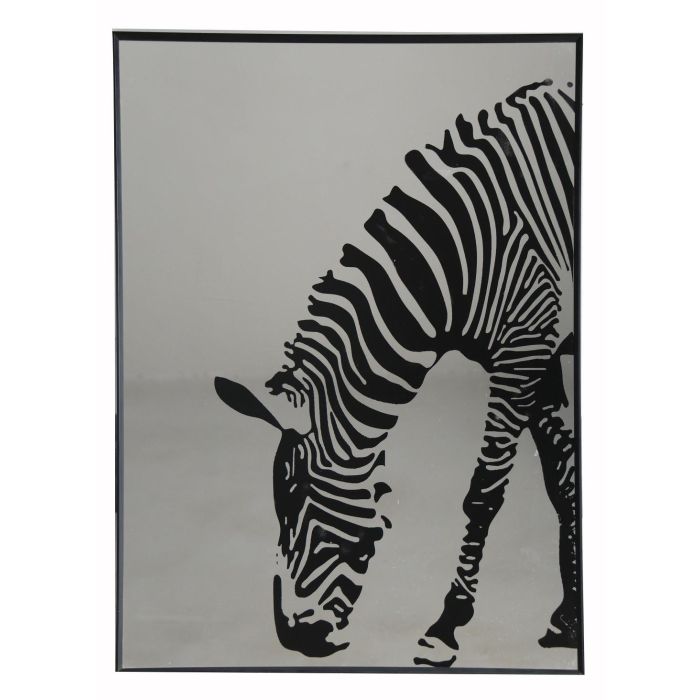 DKD Home Decor Espejo Moderno Negro con Detalles Cebra. Cristal y Aluminio, Dimensiones: 60 cm Ancho x 80 cm Alto x 3.5 cm Fondo.