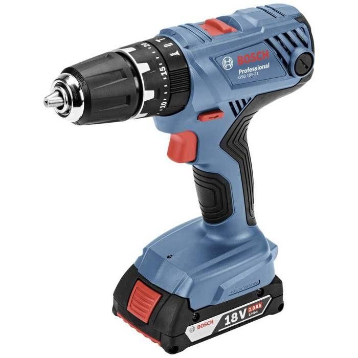 Taladro Percutor BOSCH PROFESSIONAL GSB 18V-21 + 2 baterías 2,0Ah + GAL 18V-40 + L-BOXX