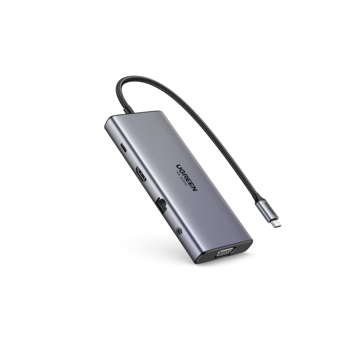 UGREEN 45520 Hub USB-C 11-en-1 a 3x USB-C/2x USB-A/HDMI/VGA/RJ45/SD/TF/3.5mm Gris 1