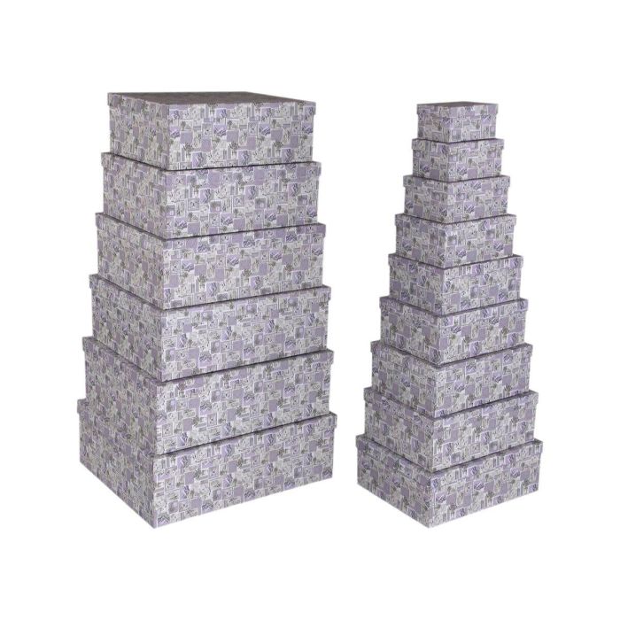 Juego de Cajas Decorativas Versa Cartón Lavanda (15 Piezas) Juego de Cajas Decorativas Versa Cartón Lavanda (15 Piezas)
