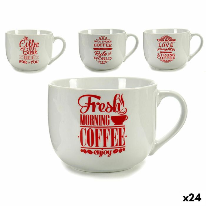 Taza Coffee Porcelana Rojo Blanco 500 ml 24 Unidades