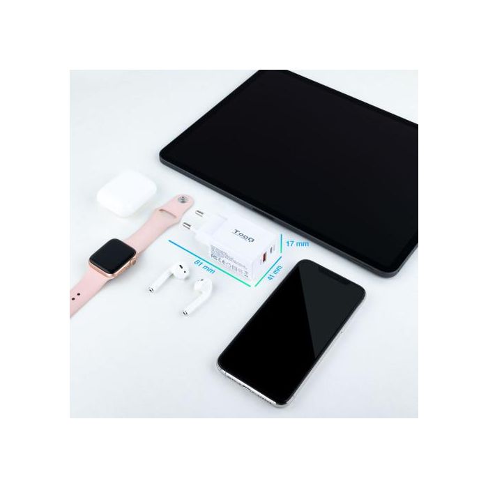 CARGADOR USB PARED TOOQ TQWC-2SC04WT 20W USB-C/ USB-A BLANCO 2