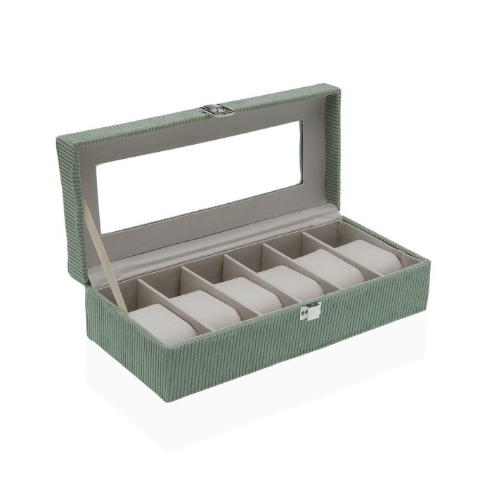 Caja De Pana Verde Para 6 Relojes Versa 13X9CM (2 Unidades) Caja De Pana Verde Para 6 Relojes Versa 13X9CM (2 Unidades)