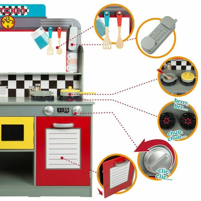 Cocina de Juguete Play & Learn Retro 90 x 104 x 58 cm 2 Cocina de Juguete Play & Learn Retro 90 x 104 x 58 cm 2