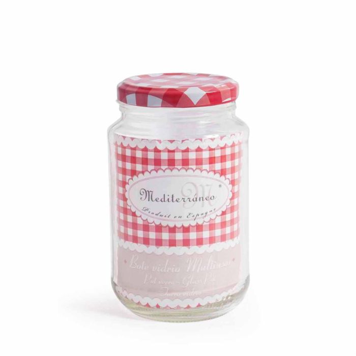 Mediterraneo Bote de Vidrio con Tapa 370 cc, 7.2 x 12 x 7.2 cm (12 Unidades)