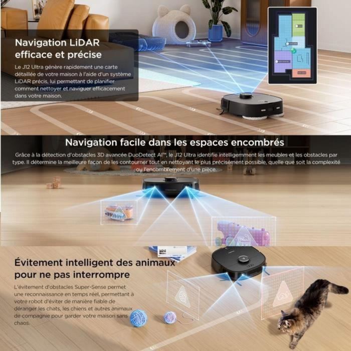 Eureka Robot aspirador J12 Ultra, 5000 Pa, Visión Nocturna, 150 min de Autonomía - Negro 3