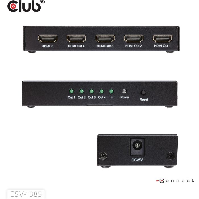 Club3D HDMI Splitter 1 Entrada -> 4 Salidas 4K120Hz UHD 5