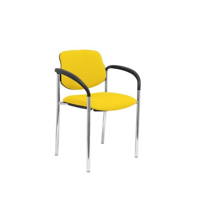 Silla Piqueras Y Crespo Villalgordo Confidente Brazos Fijos Chasis Cromo Asiento Y Respaldo Tapizados Bali Amarillo