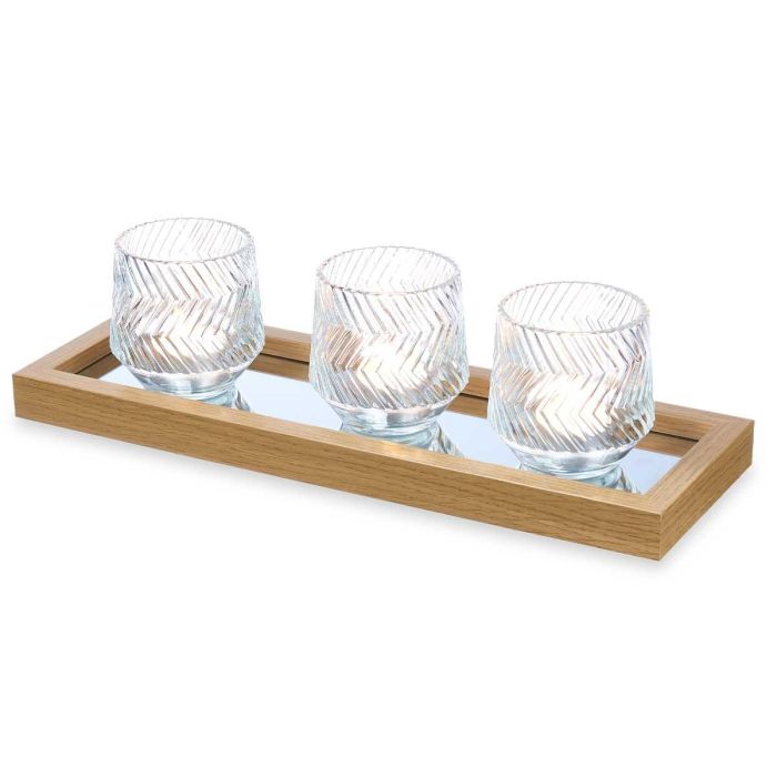 Centro Mesa Bandeja Espejo 3 Portavelas Giftdecor 36X9CM (4 Unidades) 1 Centro Mesa Bandeja Espejo 3 Portavelas Giftdecor 36X9CM (4 Unidades) 1