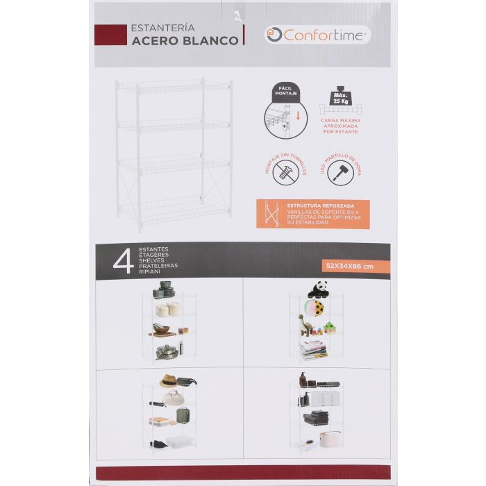 Estantería 4 Niveles Metal 52x34x86 cm - Confortime (2 Unidades) 1