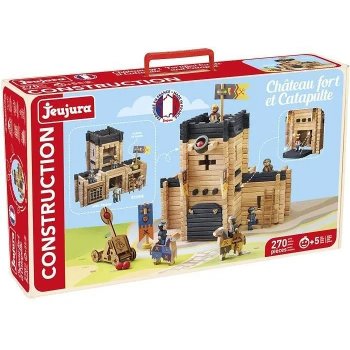 Jeujura 8028 Juego de Construcción Castillo Catapulta 270 Piezas de Madera 3