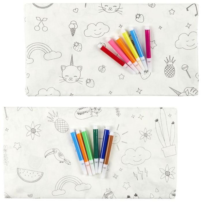 Party Time Mantel para Colorear con 5 Rotuladores, Unicornio, Llama, 120x180cm 2