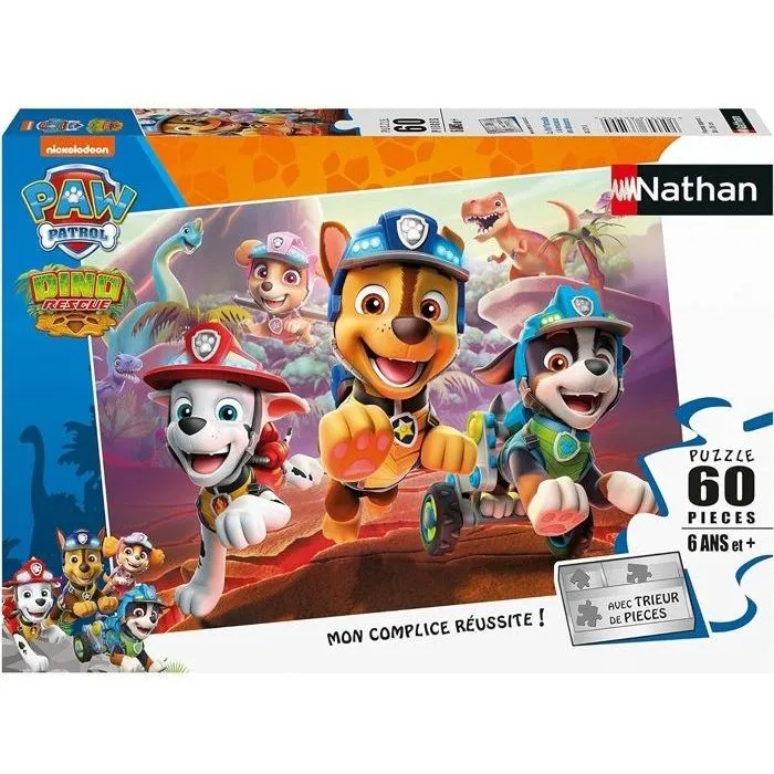 Nathan Puzzle Paw Patrol al rescate de los dinosaurios 60 piezas para niños a partir de 6 años Rompecabezas 1