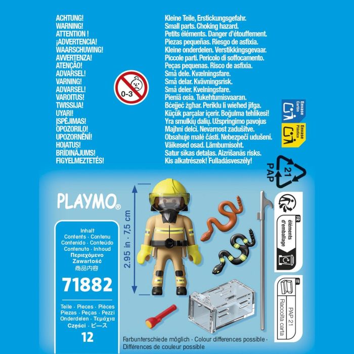 Playmobil Rescate de Serpiente - Juego de Bombero con Figuras, 2 Serpientes, Gancho y Caja de Transporte Transparente para Niños 3+ 2