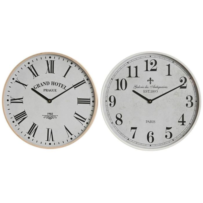 Reloj Pared Basicos DKD Home Decor Beige Blanco 5 x 41 x 41 cm (2 Unidades)