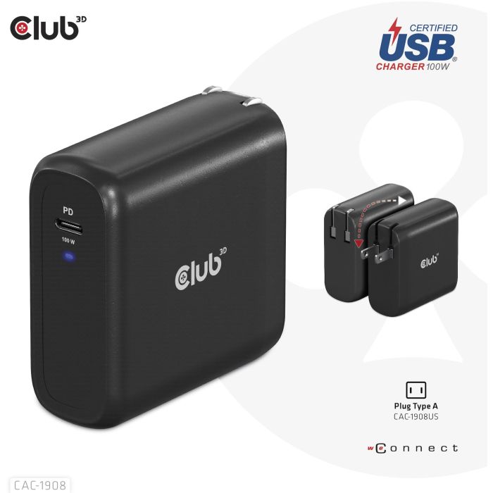 Club3D Ladegerät 1xUSB Typ C PD 100W. GaN retail 10 Club3D Ladegerät 1xUSB Typ C PD 100W. GaN retail 10