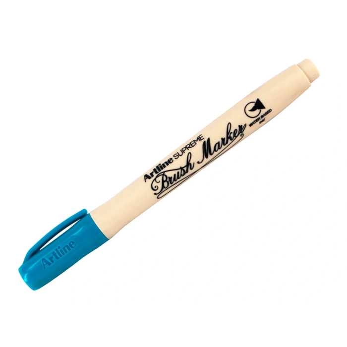 Artline Rotulador Supreme Brush EPFS Punta Pincel Base Agua Tinta Pigmento Turquesa Trazo Fino 1