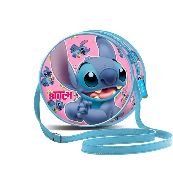 Disney Lilo y Stitch Bolso Bandolera Redondo, Compartimento Único con Cremallera, Azul, PVC, 18.5 cm Lilo & Stitch