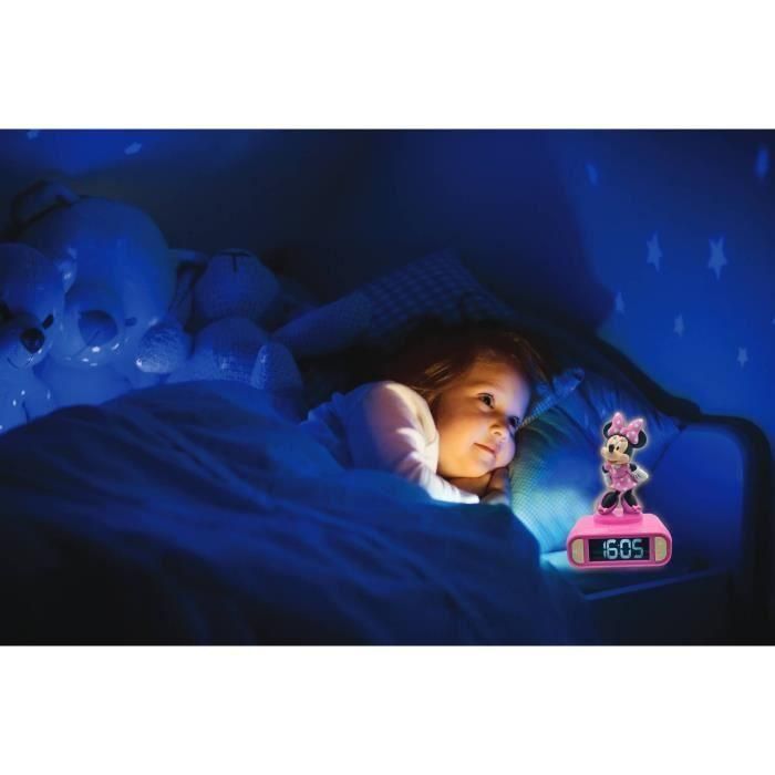 Despertador digital con luz nocturna 3D Minnie y efectos de sonido 3